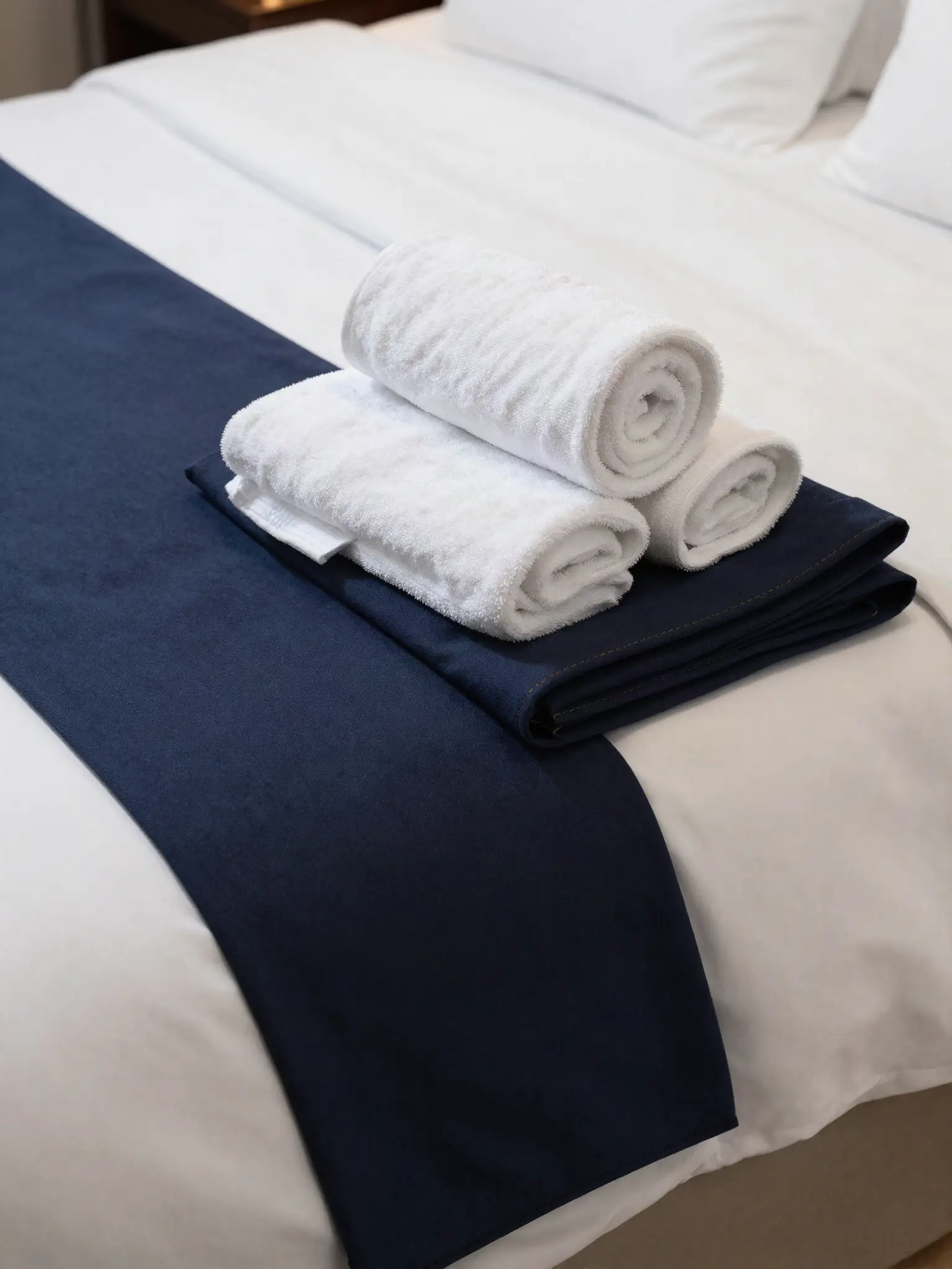 Linge de qualité hôtelière soigneusement plié